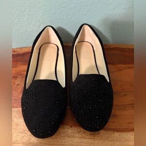 Black flats with rhinestones